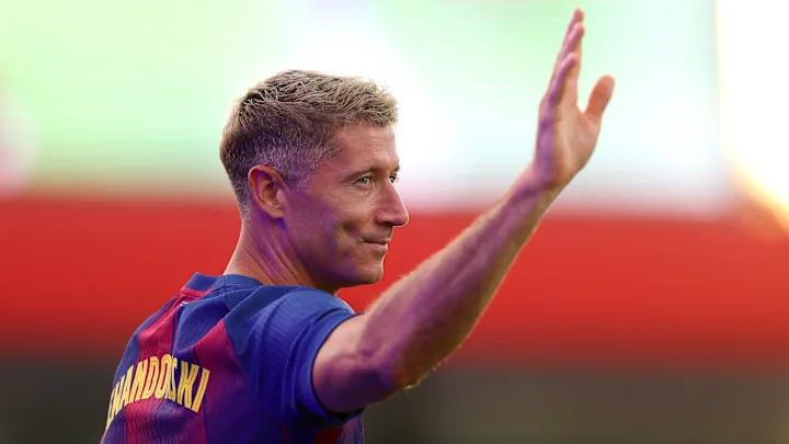 Robert Lewandowski en la presentación de la plantilla del Barça antes del inicio del Trofeo Joan Gamper