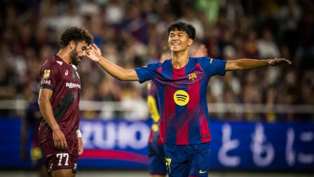 'Dro' Fernández celebrando su primer gol con el Barça en esta gira de pretemporada